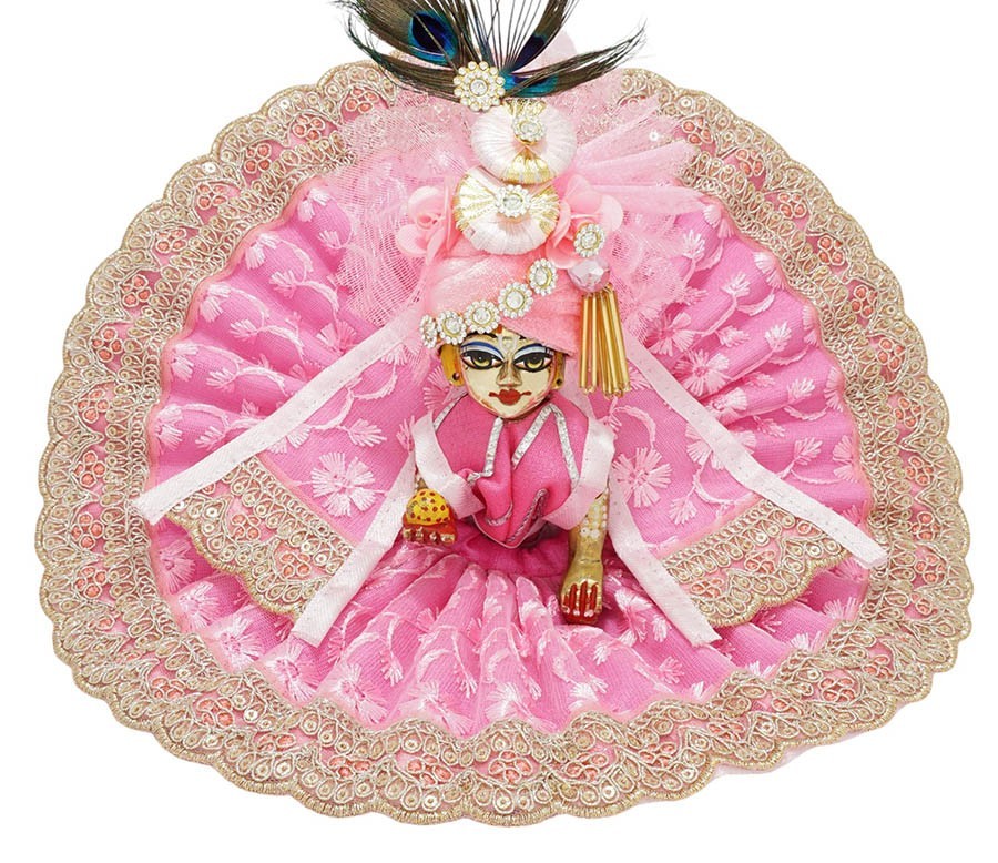 Laddu Gopal Pink Embroidery Lace Work 3-Piece Dress Variant