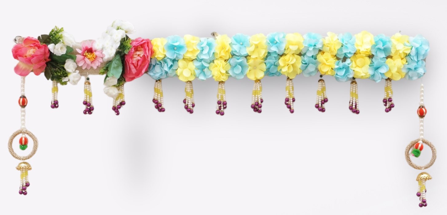 Beautiful Multi Flower Pearl Beads Bhandhanwar ( Length : 36 Inch )